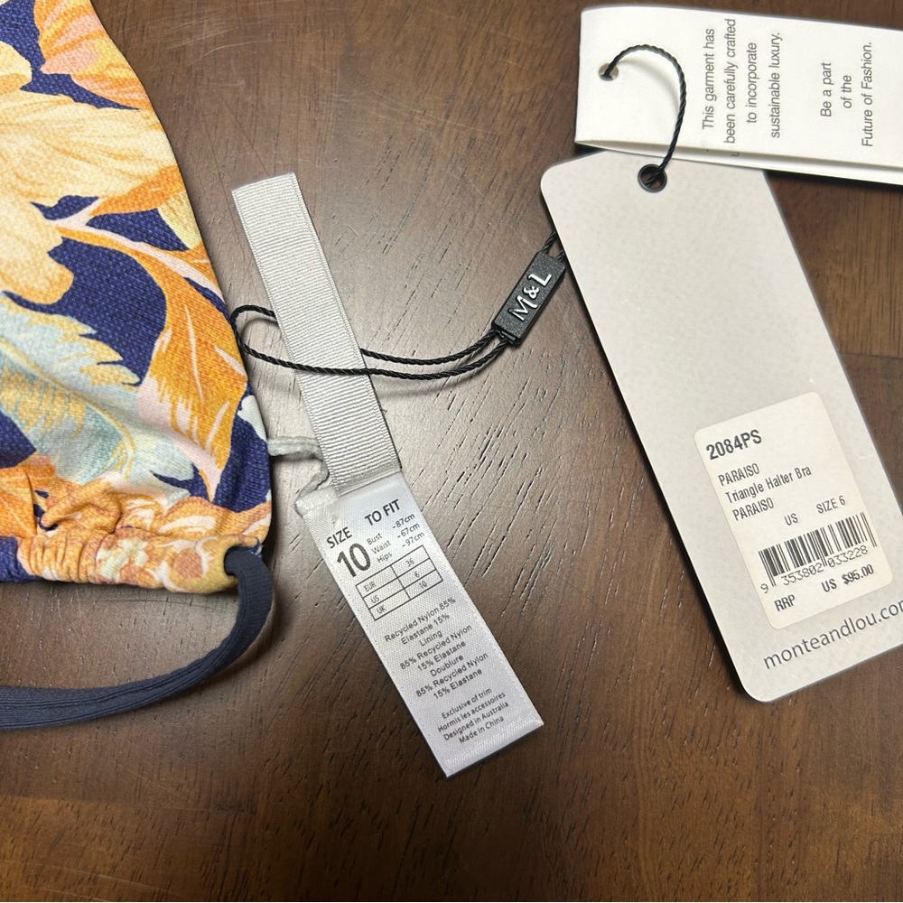 NWT Monte and Lou Paraiso Navy Blue and Orange
Floral String Bikini Set Size 6 - Picture 5 of 16